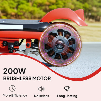 AIYAPLAY Electric Scooter for Kids Ages 6-14, with Dual Brakes, Flash Wheel and Colourful Light, Kids Electric Scooter E Scooter, Up to 12 KM/H & 10 KM, Red