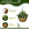 Outsunny Set of Two Artificial Hanging Lavender Flower Pots - Purple