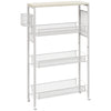 HOMCOM 3-Tier Kitchen Cart with 3 Steel Wire Baskets - White