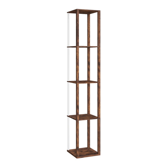 HOMCOM RGB LED Floor Lamp with Shelves in Rustic Brown