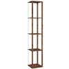 HOMCOM RGB LED Floor Lamp with Shelves, Modern Dimmable Standing Lamp with Remote Control, Adjustable Brightness & Speed for Living Room, Bedroom, Office, Rustic Brown
