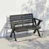 Outsunny 2 Seater Wooden Garden Bench, Slatted Patio Bench with Armrest and Backrest, Black