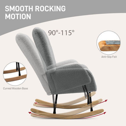 HOMCOM Teddy Fleece Rocking Chair in Grey