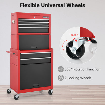 Close up of the tool storage cabinet wheels and locking mechanism