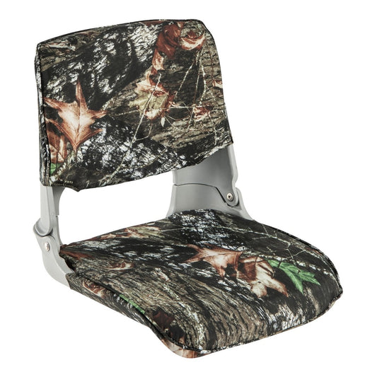 Low Back Padded Boat Seat with 4 Bolts and Thick Sponge Padding in camouflage pattern