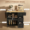 HOMCOM Kitchen Island on Wheels, Rolling Kitchen Storage Trolley with Drop Leaf, Drawers, Towel and Spice Rack, Black