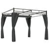 Outsunny 3 x 3 m Pergola with Retractable Roof Canopy and Curtains, UPF30+ Metal Frame Garden Pergola Gazebo Sun Shade, Dark Grey
