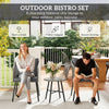 Outsunny Three-Piece Cut-Out Rattan Chair and Table Set - Grey