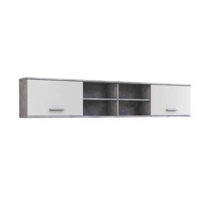 Lupo Wall Hung Cabinet 206cm in Light Concrete Grey and White