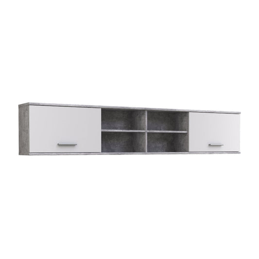 Lupo Wall Hung Cabinet 206cm in Light Concrete Grey and White