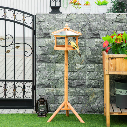 PawHut Wooden Bird Table Free Standing Feeder Garden Sheltered Feeding Station Parrot Stand Birdhouse a40x113cm