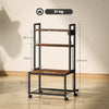 HOMCOM 4-Tier Printer Stand with Power Outlets and Wheels - Rustic Brown