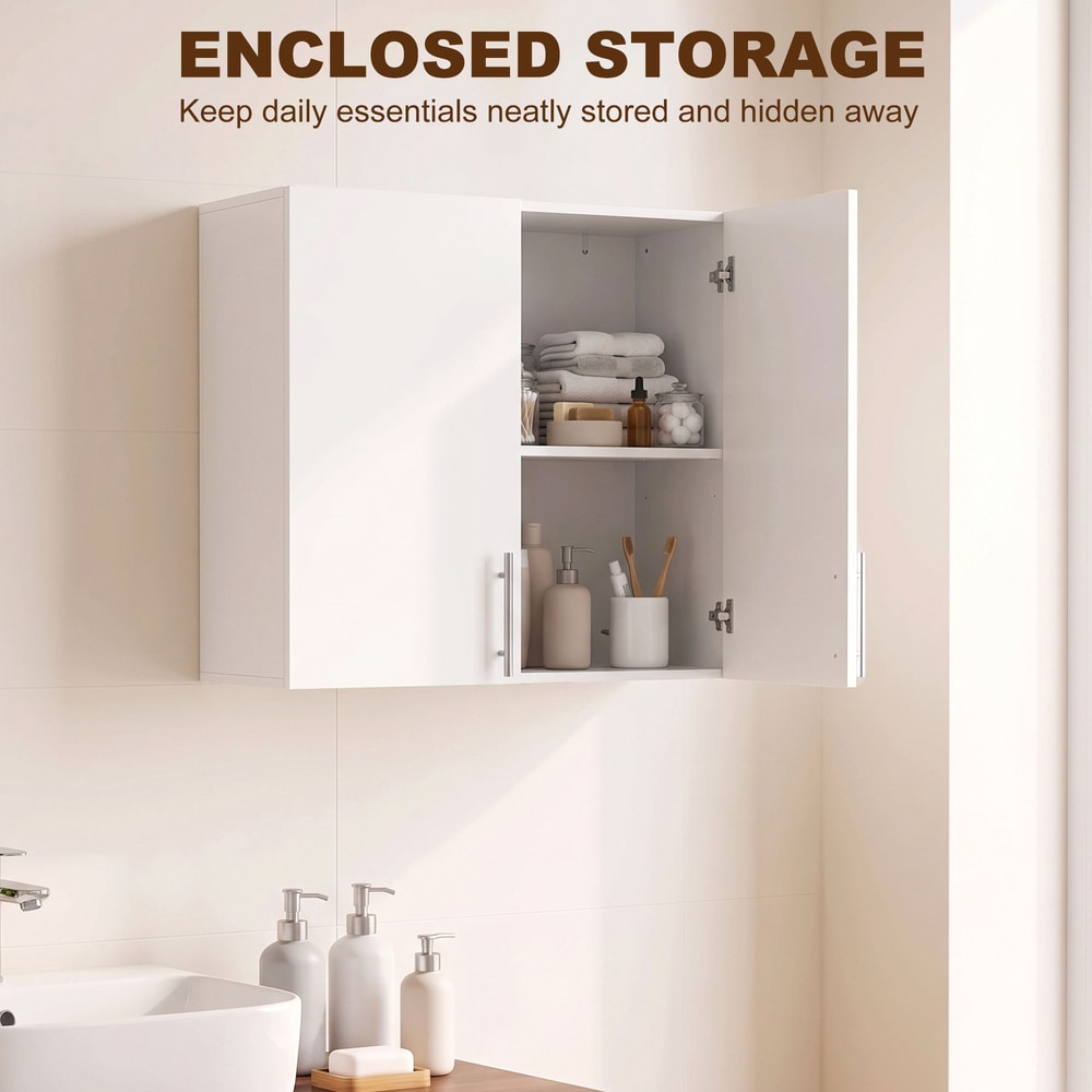 HOMCOM Bathroom Wall Cabinet in White