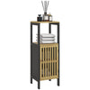 HOMCOM Bamboo-Blend Retro Cut-Out Bathroom Storage Unit, with Cupboard