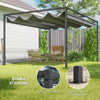 Outsunny 4 x 3(m) Metal Outdoor Pergola with Retractable Roof, Outdoor Gazebo with Drainage Holes for Garden, Patio, Lawn, Grey