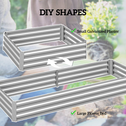 Outsunny Metal Raised Garden Bed Planter Box Outdoor Planters for Growing Flowers, Herbs, Green, Silver