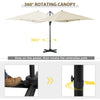 Outsunny 2.5 x 2.5m Patio Offset Parasol Umbrella Cantilever Hanging Aluminium Sun Shade Canopy Shelter 360 Rotation with Crank Handle and Cross Base, Cream White