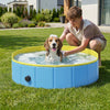PawHut Foldable Dog Pool for Puppies and Ducks Dog Paddling Pool Bath Tub, Blue, 100 x 30 cm