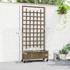Outsunny Wooden Trellis Planter, Raised Garden Bed with Wheels, to Climb and Grow Vegetables, Herbs and Flowers, Brown