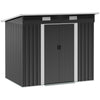 Outsunny 7 x 4ft Outdoor Storage Shed with Foundation Kit, Lean to Metal Garden Shed for Log, Rubbish Bin, Tool, Lawnmower, Bike, Patio and Lawn Use, Black