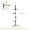 PawHut Floor to Ceiling Cat Tree Height Adjustable 230-260cm, 5-Tier Cat Tower with Scratching Post, Hammock, Perches, Climbing Activity Centre for Indoor Kittens, Grey