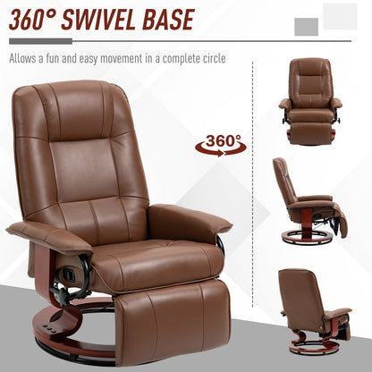HOMCOM Faux Leather Armchair, with 145 degrees Reclining Back and Footrest - Brown