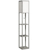 HOMCOM Floor Lamp with Shelves, 3 Layer Column Modern Standing Lamp for Living Room, Bedroom, Office, Grey