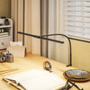 HOMCOM LED Desk Lamp with Clamp, Double Head Table Lamp with 3 Colour Modes & 10 Brightness Levels, Flexible Gooseneck Reading Desk Light with Timer and Memory Function for Study, Office, Work, Black