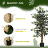 HOMCOM 4.5ft Ficus Artificial Plant with Realistic Leaves, Potted Fake Tree for Home Office Indoor Decor, Green