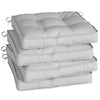 Outsunny Set of 4 Garden Seat Cushion with Ties, 42 x 42cm Replacement Dining Chair Seat Pad, Light Grey