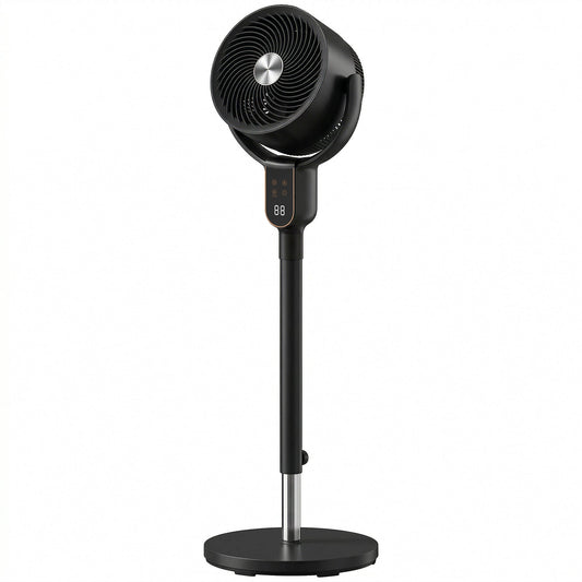 HOMCOM 20 dB Silent Standing Fan for Bedroom, 42" Pedestal Fan with Remote, 90Â° Oscillating, 8 Speeds, Remote Control, Black