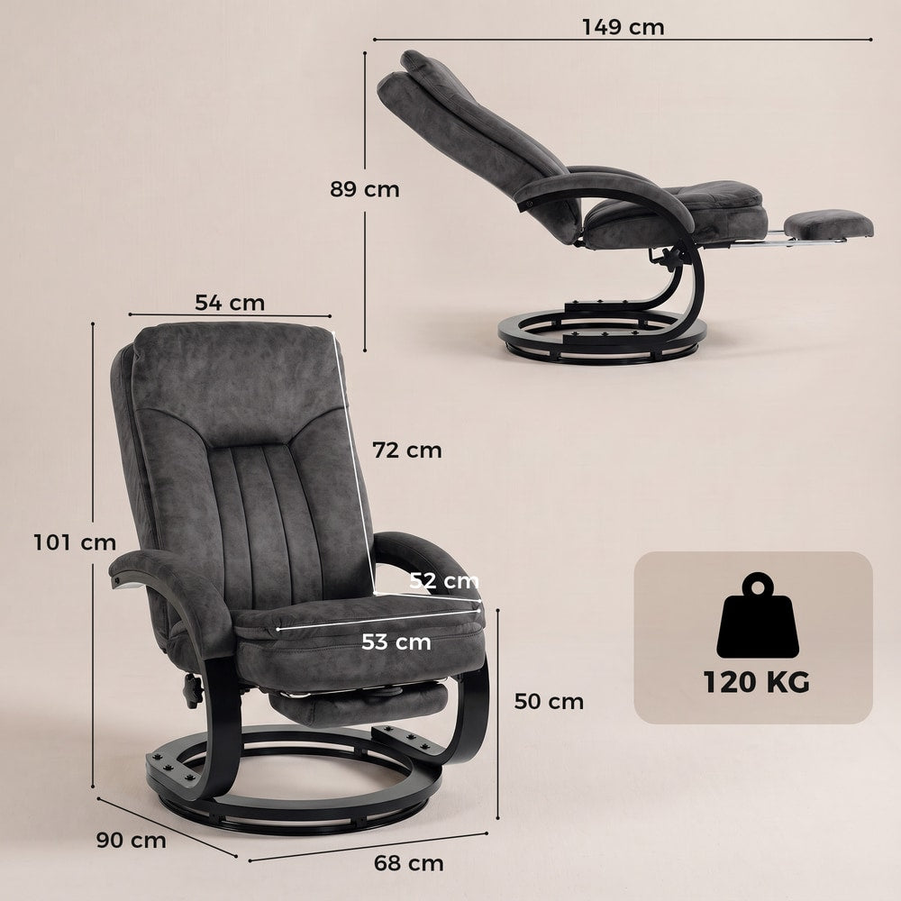 HOMCOM Swivel Recliner Chair in Dark Grey