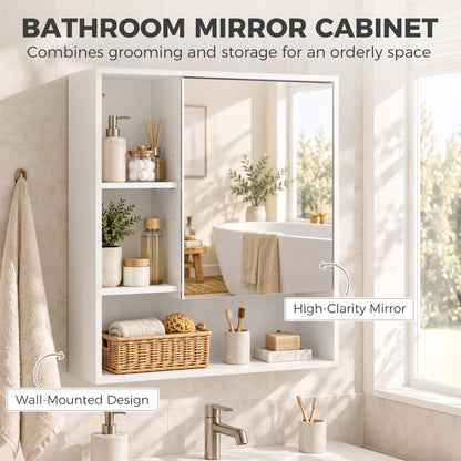 HOMCOM Bathroom Mirror Cabinet in White