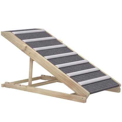 PawHut Dog Ramp for Couch, Adjustable Folding Pet Ramp, 4 Adjustable Height Dog Climbing Ladder, 35/43/47/50 cm Height