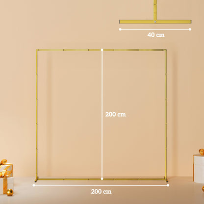 Outsunny Wedding Arch Backdrop Stand, Square Metal Arch Frame with U-shaped Stakes, Gold Wedding Arch, 6.6 FT