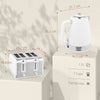 HOMCOM Stainless Steel Kettle and Toaster Set, 1.7L 3000W Rapid Boil Jug Kettle with UK Strix Thermostat, Limescale Filter, 4 Slice Toaster with 7 Browning Controls, Crumb Tray, White and Silver Tone