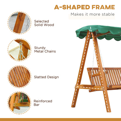 Outsunny 3-Seater Pinewood Swing Chair in Green
