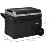 Outsunny 50L Car Refrigerator, Portable Compressor Cooler Box, Fridge Freezer w/ Inner LED Light, Foldable Handles, Cup Holders, 12/24V DC and 110-240V AC for Campervan RV Boat Travel Down to -20√¢‚Äû∆í