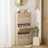 HOMCOM 12-Shoe Flip Drawer Storage Cabinet - Brown Wood-Effect