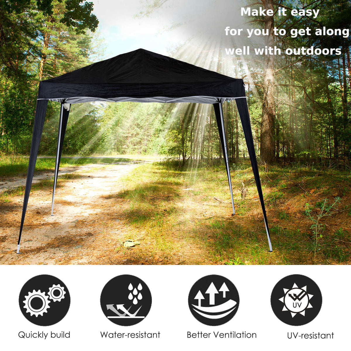 Outsunny Base/ Top Pop Up Gazebo with Carry Bag in Black