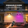 Outsunny 32W LED Floodlights, Linkable 4-Pack Landscape Lighting with Remote Control, RGB Colour Changing, UK Plug, Black