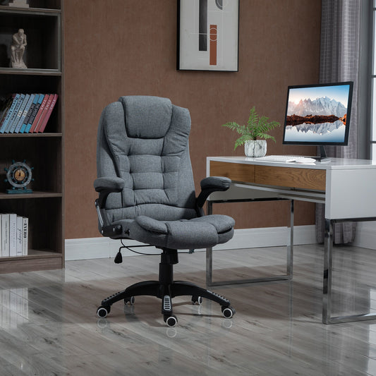 كرسي مكتب مريح من Vinsetto، كرسي مكتبي مريح مع مساند للذراعين، ارتفاع قابل للتعديل، وظيفة الإمالة والإرجاع، رمادي داكن