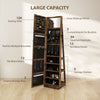 HOMCOM 360  Swivel Jewellery Cabinet, Free Standing Full Length Mirror with Storage, Lockable Jewellery Organiser with Built-in Makeup Mirror and Storage Shelves for Bedroom, Rustic Brown