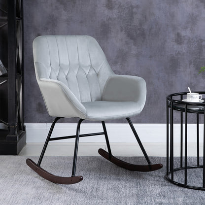 HOMCOM Rocking Chair Reading Accent Armchair in Grey and Black