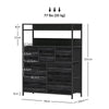 HOMCOM Rustic Chest of Seven Fabric Drawers - Black