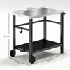Outsunny Outdoor Grill Dining Cart 2-Shelf Movable Pizza Oven Table Stand with Stainless Steel Top, Portable BBQ Trolley Food Prep Outdoor Kitchen Barbecue Station with Hooks Wheels, Charcoal Grey
