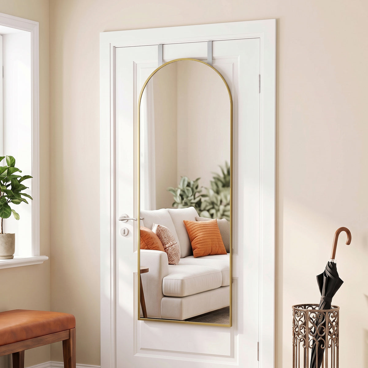 HOMCOM Full Length Hanging Mirror in Gold Tone