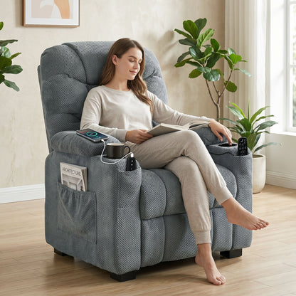 HOMCOM Recliner Armchair with Vibration Massage, Heat, Whisper-Quiet Motor, Memory Function, Power Reclining Chair, Dark Grey