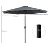 Outsunny 3(m) Tilting Parasol Garden Umbrellas, Outdoor Sun Shade with 8 Ribs, Tilt and Crank Handle for Balcony, Bench, Garden, Dark Grey