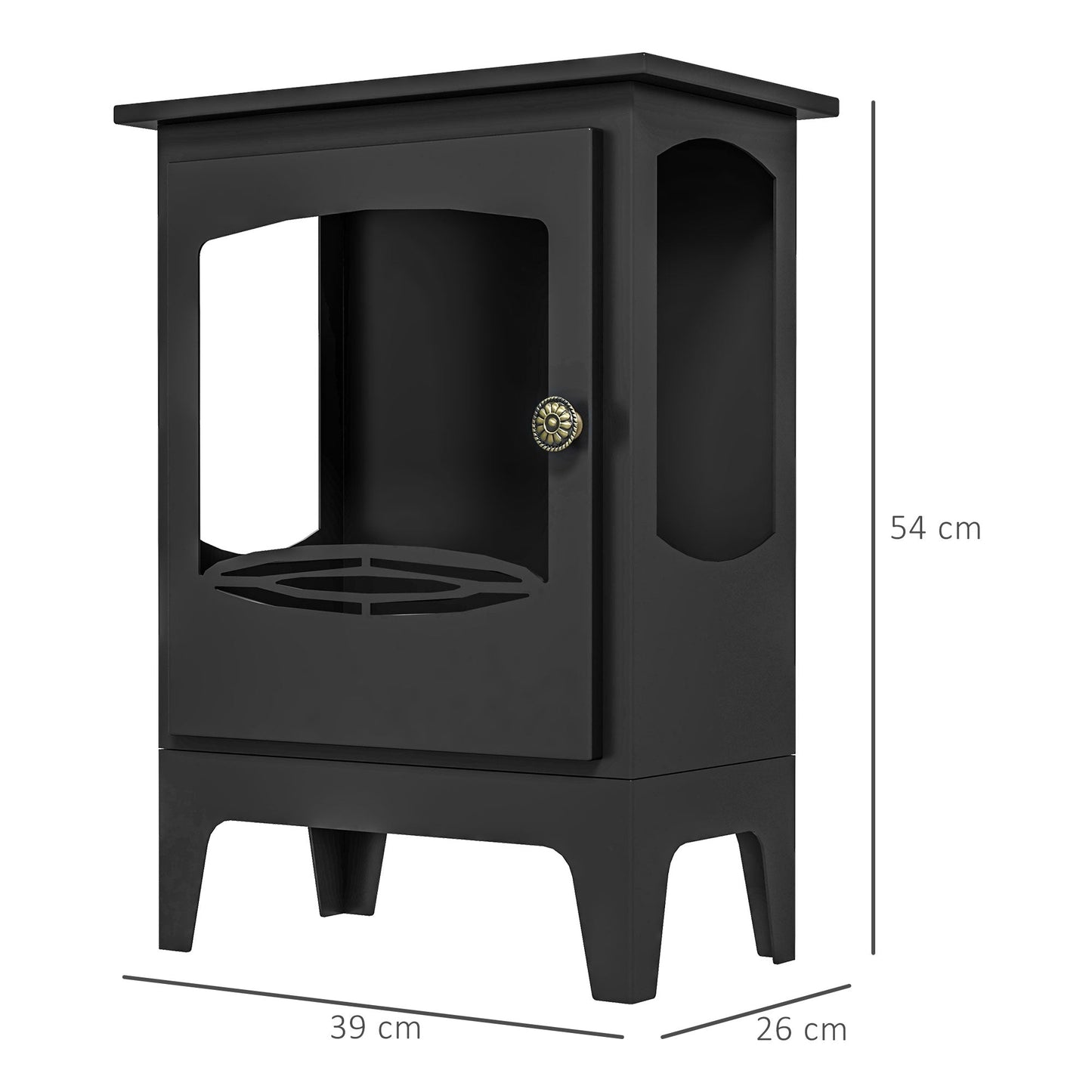 HOMCOM Freestanding Ethanol Fireplace, Steel Bioethanol Fireplace with Stainless Steel Flame Snuffer, 0.9L Tank, 3 Hours Burning Time for Indoor, Black